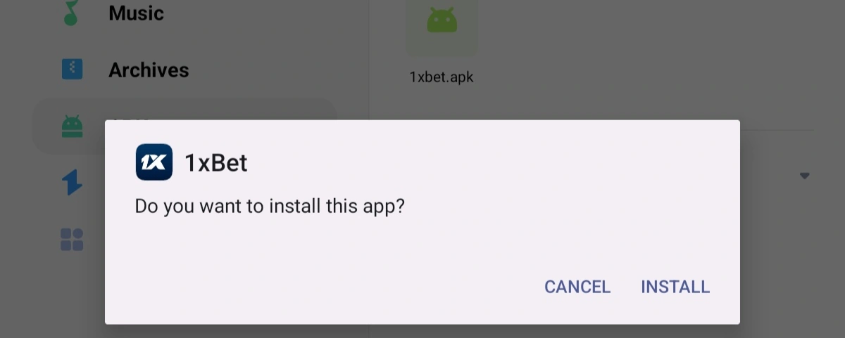 1xBet Android APK download and installation
